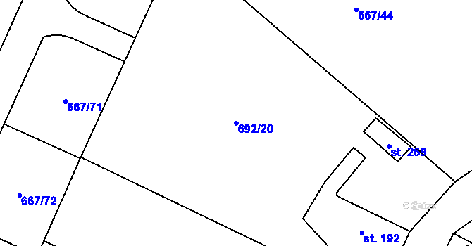Parcela st. 692/20 v KÚ Starý Bydžov, Katastrální mapa