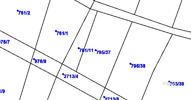 Parcela st. 795/37 v KÚ Starý Bydžov, Katastrální mapa