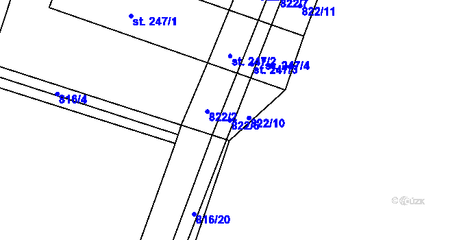Parcela st. 822/6 v KÚ Starý Bydžov, Katastrální mapa