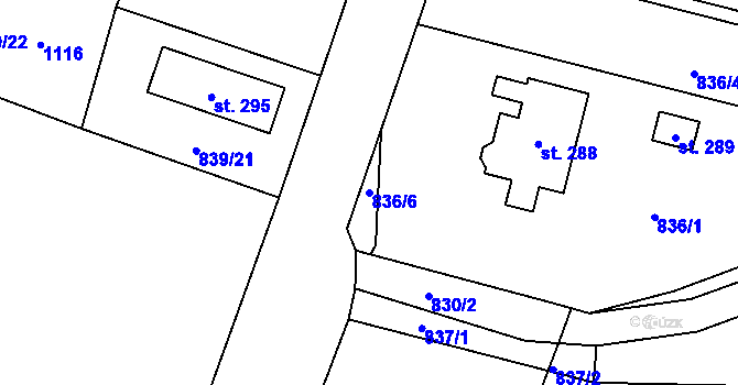 Parcela st. 836/6 v KÚ Starý Bydžov, Katastrální mapa