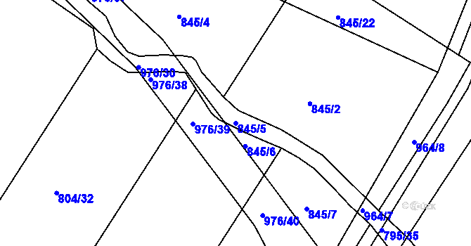 Parcela st. 845/5 v KÚ Starý Bydžov, Katastrální mapa
