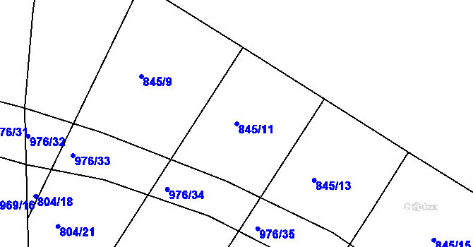 Parcela st. 845/11 v KÚ Starý Bydžov, Katastrální mapa