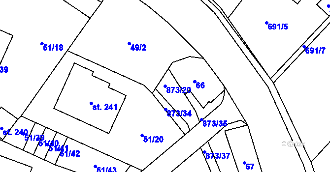 Parcela st. 873/20 v KÚ Starý Bydžov, Katastrální mapa