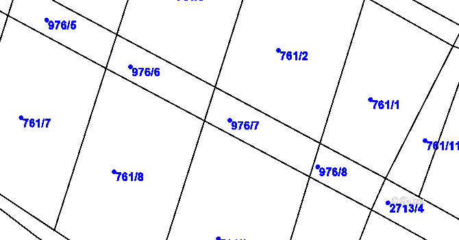 Parcela st. 976/7 v KÚ Starý Bydžov, Katastrální mapa