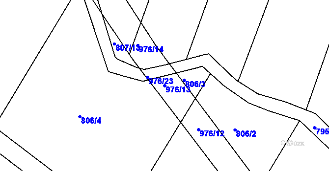 Parcela st. 976/13 v KÚ Starý Bydžov, Katastrální mapa