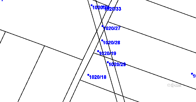 Parcela st. 1020/19 v KÚ Starý Bydžov, Katastrální mapa
