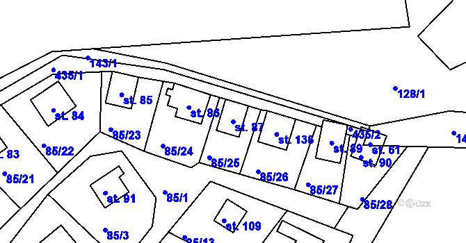 Parcela st. 87 v KÚ Podhradí v Železných horách, Katastrální mapa