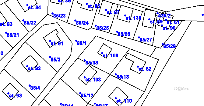 Parcela st. 109 v KÚ Podhradí v Železných horách, Katastrální mapa