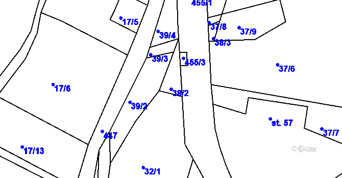 Parcela st. 38/2 v KÚ Podhradí v Železných horách, Katastrální mapa