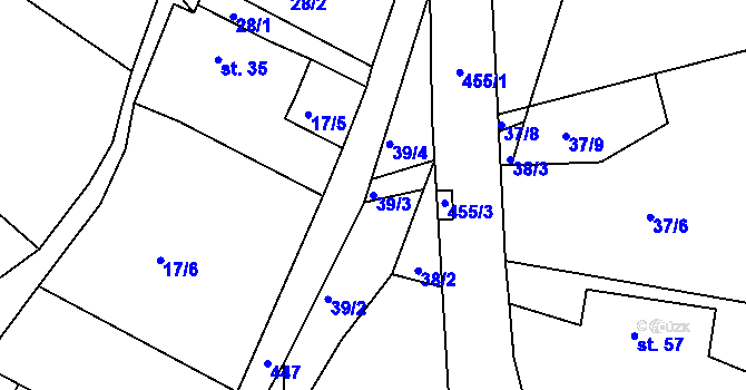Parcela st. 39/3 v KÚ Podhradí v Železných horách, Katastrální mapa