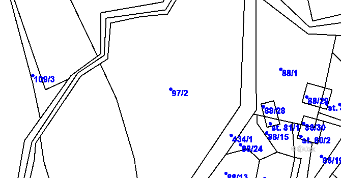 Parcela st. 97/2 v KÚ Podhradí v Železných horách, Katastrální mapa