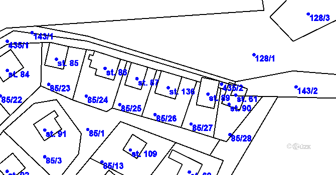 Parcela st. 136 v KÚ Podhradí v Železných horách, Katastrální mapa