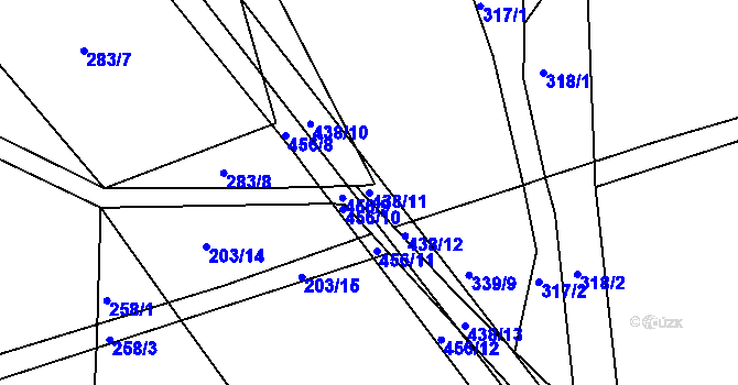Parcela st. 438/11 v KÚ Podhradí v Železných horách, Katastrální mapa