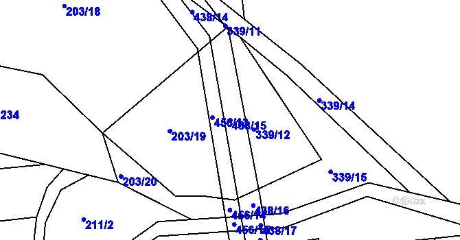 Parcela st. 438/15 v KÚ Podhradí v Železných horách, Katastrální mapa