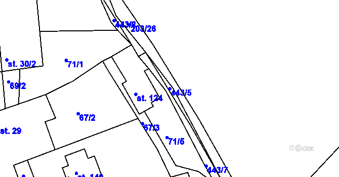 Parcela st. 443/5 v KÚ Podhradí v Železných horách, Katastrální mapa