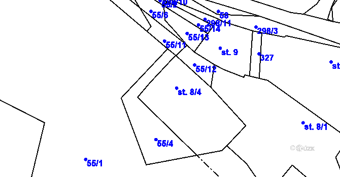 Parcela st. 8/4 v KÚ Skoranov, Katastrální mapa