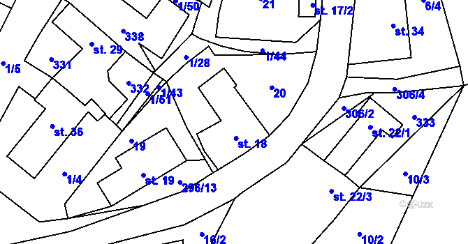 Parcela st. 18 v KÚ Skoranov, Katastrální mapa