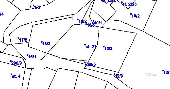 Parcela st. 21 v KÚ Skoranov, Katastrální mapa