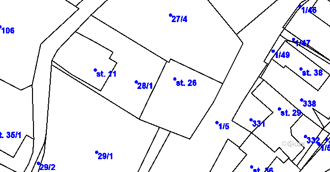Parcela st. 26 v KÚ Skoranov, Katastrální mapa