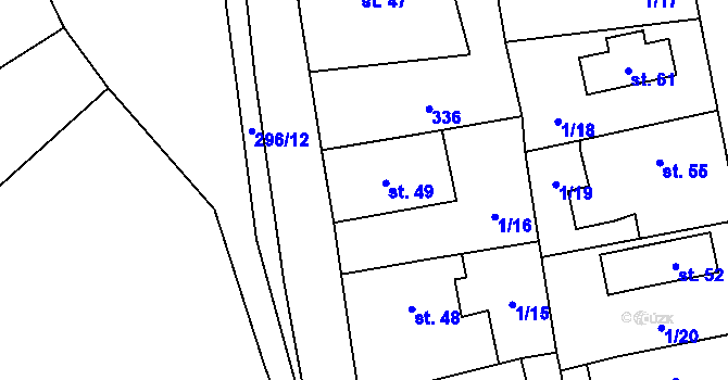 Parcela st. 49 v KÚ Skoranov, Katastrální mapa