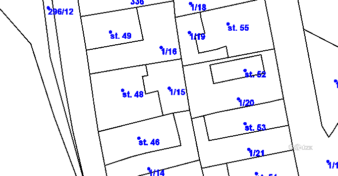 Parcela st. 1/15 v KÚ Skoranov, Katastrální mapa