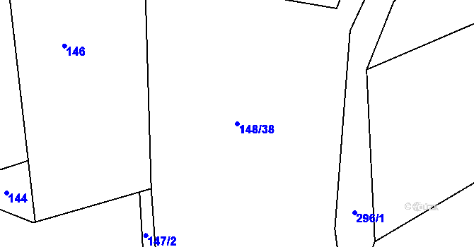 Parcela st. 148/38 v KÚ Skoranov, Katastrální mapa