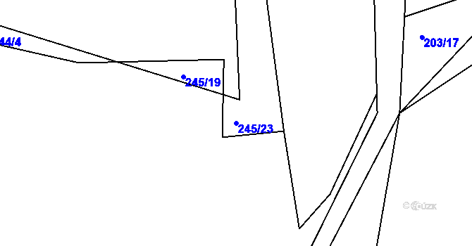 Parcela st. 245/23 v KÚ Skoranov, Katastrální mapa