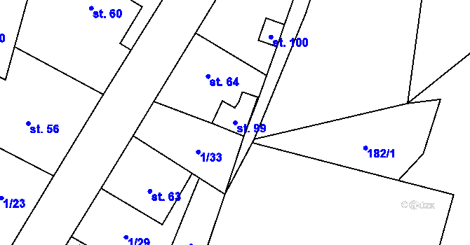 Parcela st. 99 v KÚ Skoranov, Katastrální mapa