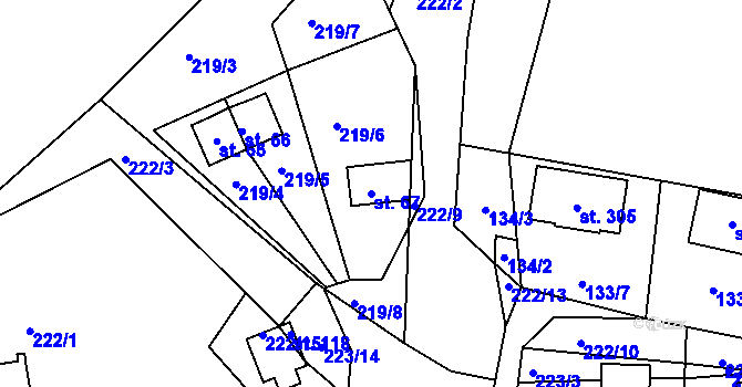 Parcela st. 67 v KÚ Starý Dvůr, Katastrální mapa
