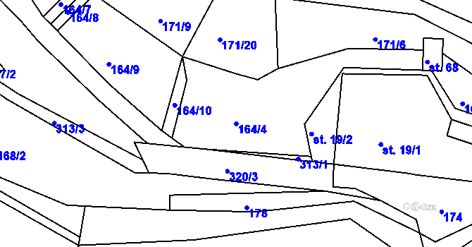 Parcela st. 164/4 v KÚ Starý Dvůr, Katastrální mapa