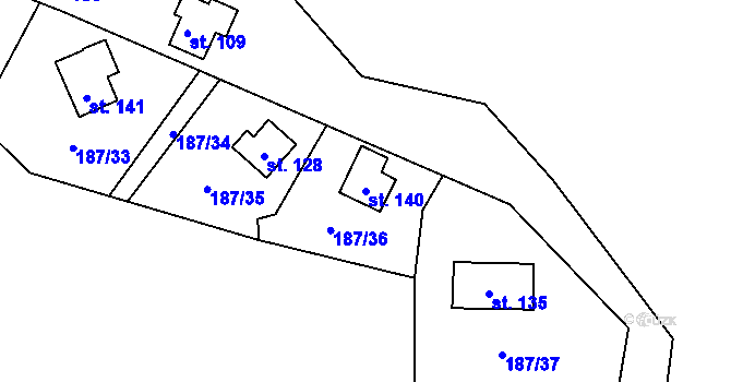 Parcela st. 140 v KÚ Starý Dvůr, Katastrální mapa