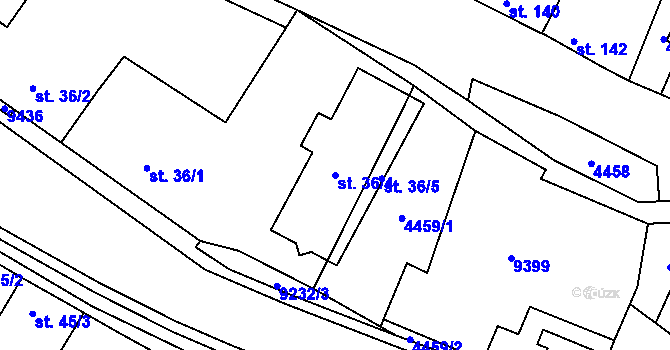Parcela st. 36/4 v KÚ Starý Hrozenkov, Katastrální mapa