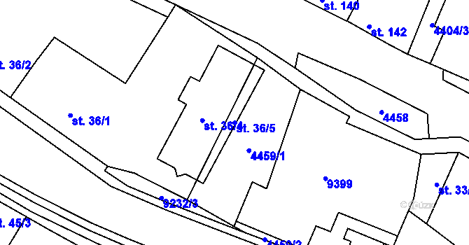 Parcela st. 36/5 v KÚ Starý Hrozenkov, Katastrální mapa