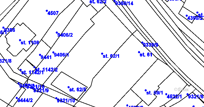 Parcela st. 62/1 v KÚ Starý Hrozenkov, Katastrální mapa
