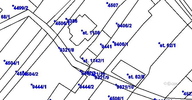 Parcela st. 62/4 v KÚ Starý Hrozenkov, Katastrální mapa