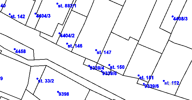 Parcela st. 147 v KÚ Starý Hrozenkov, Katastrální mapa