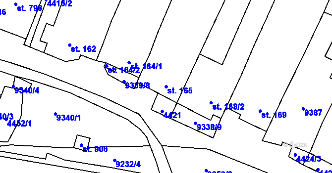 Parcela st. 165 v KÚ Starý Hrozenkov, Katastrální mapa