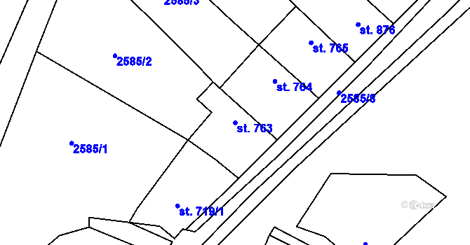 Parcela st. 763 v KÚ Starý Hrozenkov, Katastrální mapa