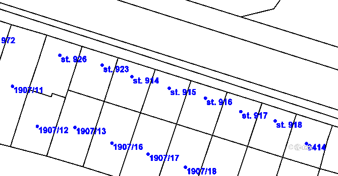 Parcela st. 915 v KÚ Starý Hrozenkov, Katastrální mapa