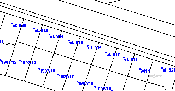 Parcela st. 916 v KÚ Starý Hrozenkov, Katastrální mapa