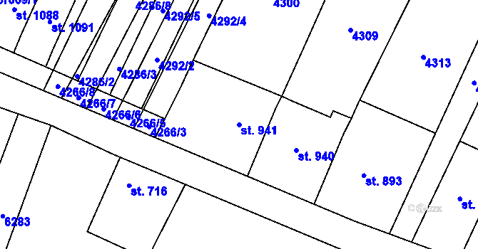 Parcela st. 941 v KÚ Starý Hrozenkov, Katastrální mapa