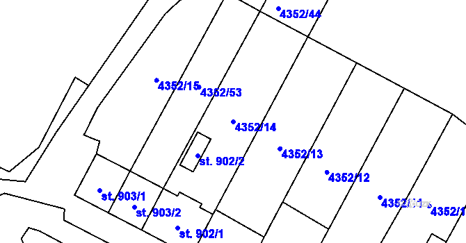 Parcela st. 4352/14 v KÚ Starý Hrozenkov, Katastrální mapa