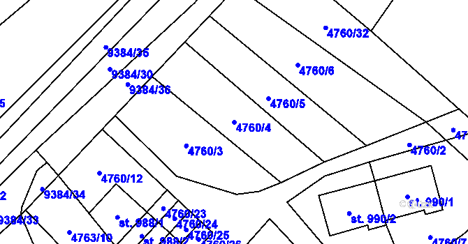 Parcela st. 4760/4 v KÚ Starý Hrozenkov, Katastrální mapa
