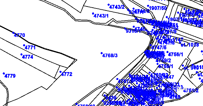 Parcela st. 4768/3 v KÚ Starý Hrozenkov, Katastrální mapa