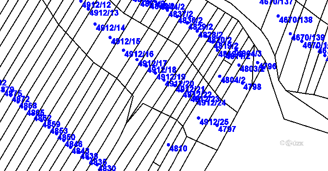 Parcela st. 4912 v KÚ Starý Hrozenkov, Katastrální mapa