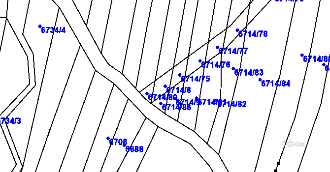 Parcela st. 6714/8 v KÚ Starý Hrozenkov, Katastrální mapa