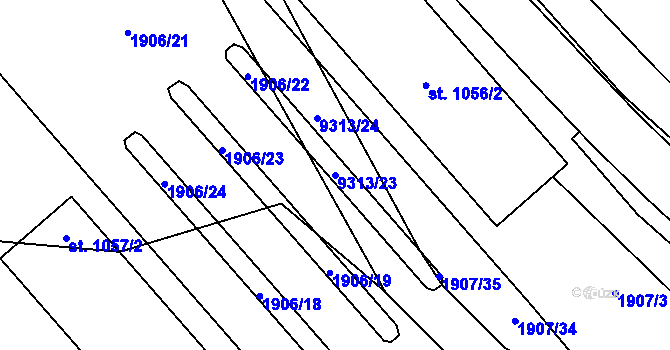 Parcela st. 9313/23 v KÚ Starý Hrozenkov, Katastrální mapa