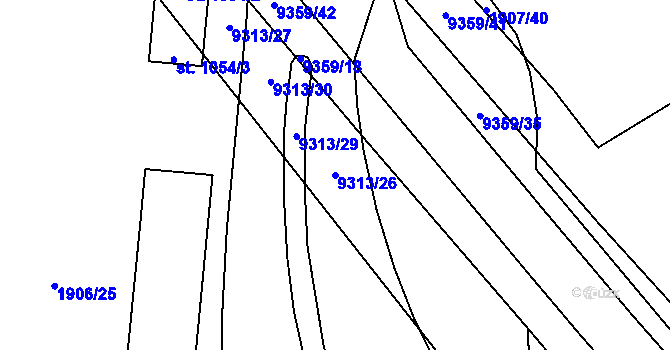 Parcela st. 9313/26 v KÚ Starý Hrozenkov, Katastrální mapa