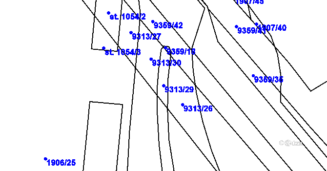 Parcela st. 9313/29 v KÚ Starý Hrozenkov, Katastrální mapa