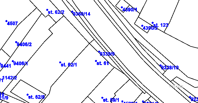 Parcela st. 9339/9 v KÚ Starý Hrozenkov, Katastrální mapa